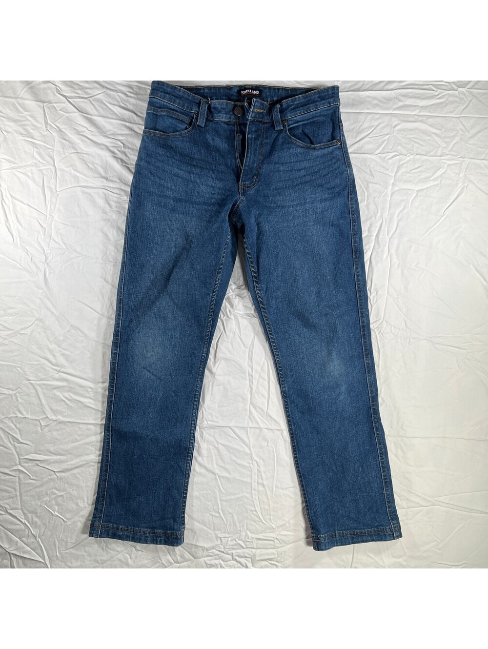 Kirkland Signature Mens 30x29 Straight Fit Blue Stretch Denim Jean